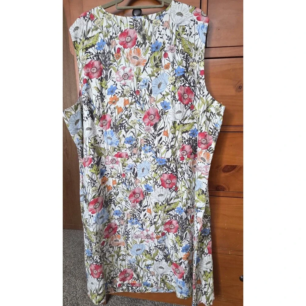 NWT J Jill Love Linen Dress Size 4X Floral Sleeveless Pockets Mini Pastel Linen - Picture 4 of 12